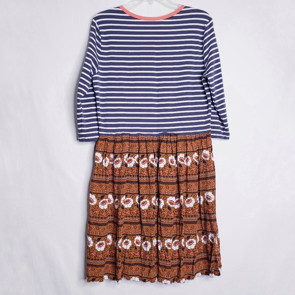 Matilda Jane Winsome Striped Floral Print Blue & Brown Dress Women's Size Large - Picture 7 of 10